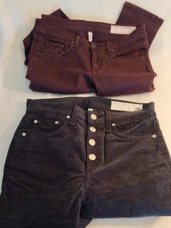 rag & bone Denim - Rag & Bone High Rise Ankle Skinny Corduroy Cropped & Plum Jeans Women's 26 27 Rd